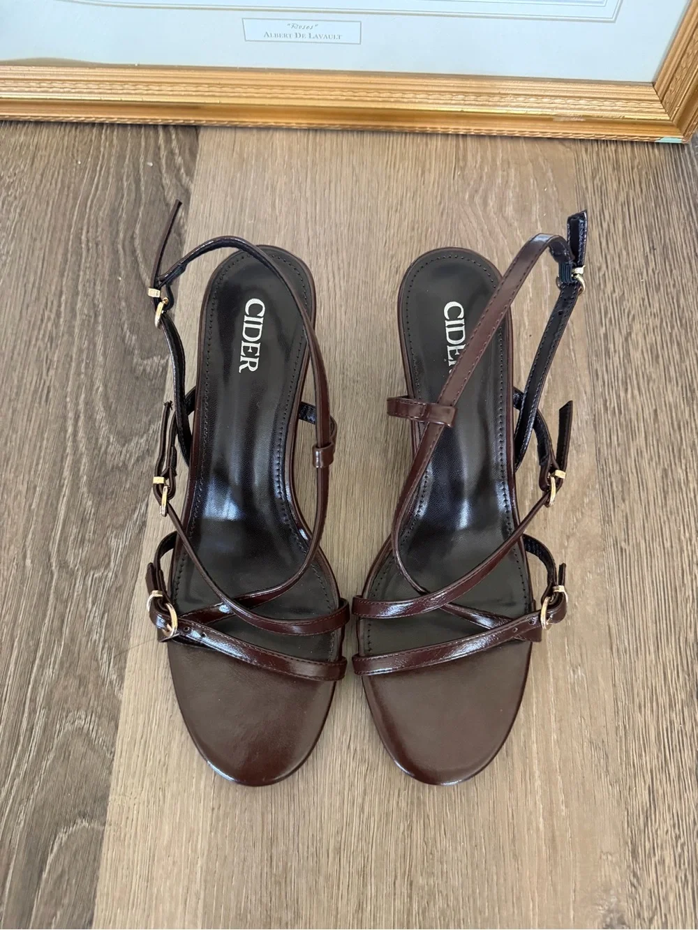 Cider Dark Brown Strappy Slingback Heels